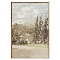 InSimSea Framed Canvas Wall Art Decor, Gardens Classical Scenery Paintings Artwork, Large Prints, Eclectic Vintage Decor, Nature Wall Decoration for Bedroom Living Room Bathroom, 16x24in