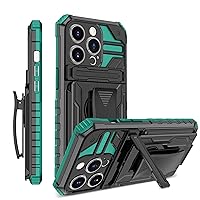 Phone Case Compatible with iPhone 14 Pro 6.1 Case with 360° Rotation Belt Clip Pouch Holster,Military Grade Protection Heavy Duty Shockproof Phone Cover with Kickstand phone cover ( Color : GREEN )