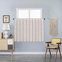 Sutuo Home Boho Sheer Curtain Valance Tier Crochet Lace with Bohemian Hollow Knitted Handmade Tassels, Short Farmhouse Window Treatment for Kitchen Cafe, Rod Pocket, 1 Panel 59