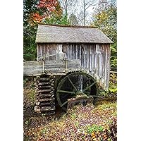 Country Photography Print (Not Framed) Vertical Picture of Old Mill on Autumn Day at Cades Cove in Great Smoky Mountains Tennessee Rustic Wall Art Farmhouse Decor (4