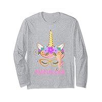 Mamacorn Unicorn Face Costume Mom Mother's Day Flowers Long Sleeve T-Shirt