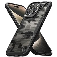 Ringke Fusion-X [Precise Cutouts for Camera Lenses] Compatible with iPhone 15 Pro Max Case, Augmented Bumper Military Design Hard Back Heavy Duty Shockproof Advanced Protective Cover - Camo Black