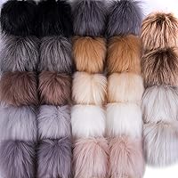 SIQUK 24 Pieces Faux Fur Pom Pom for Hats Fluffy Pom Pom with Elastic Loop DIY Faux Fox Fur Pom Pom for Knitting Hats Beanies Scarves Gloves Bags(12 Colors, 2 Pcs/Color)