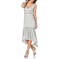 Women's V-Neck Sleeveless Fit-to-Flare High-Low Midi Dress