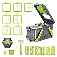 Miibox Vegetable Chopper with Container 22-in-1 Veggie Choppers and Dicers Food Chopper Cutter for Onion Tomato Multi Kitchen Tool with Lemon Squeezer -13 Blades,Grey