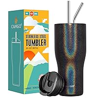 CIVAGO 30 oz Insulated Tumbler with Straw and Lid, Stainless Steel Travel Coffee Mug Cup, Double Wall Vacuum Water Bottle, Black Glitter