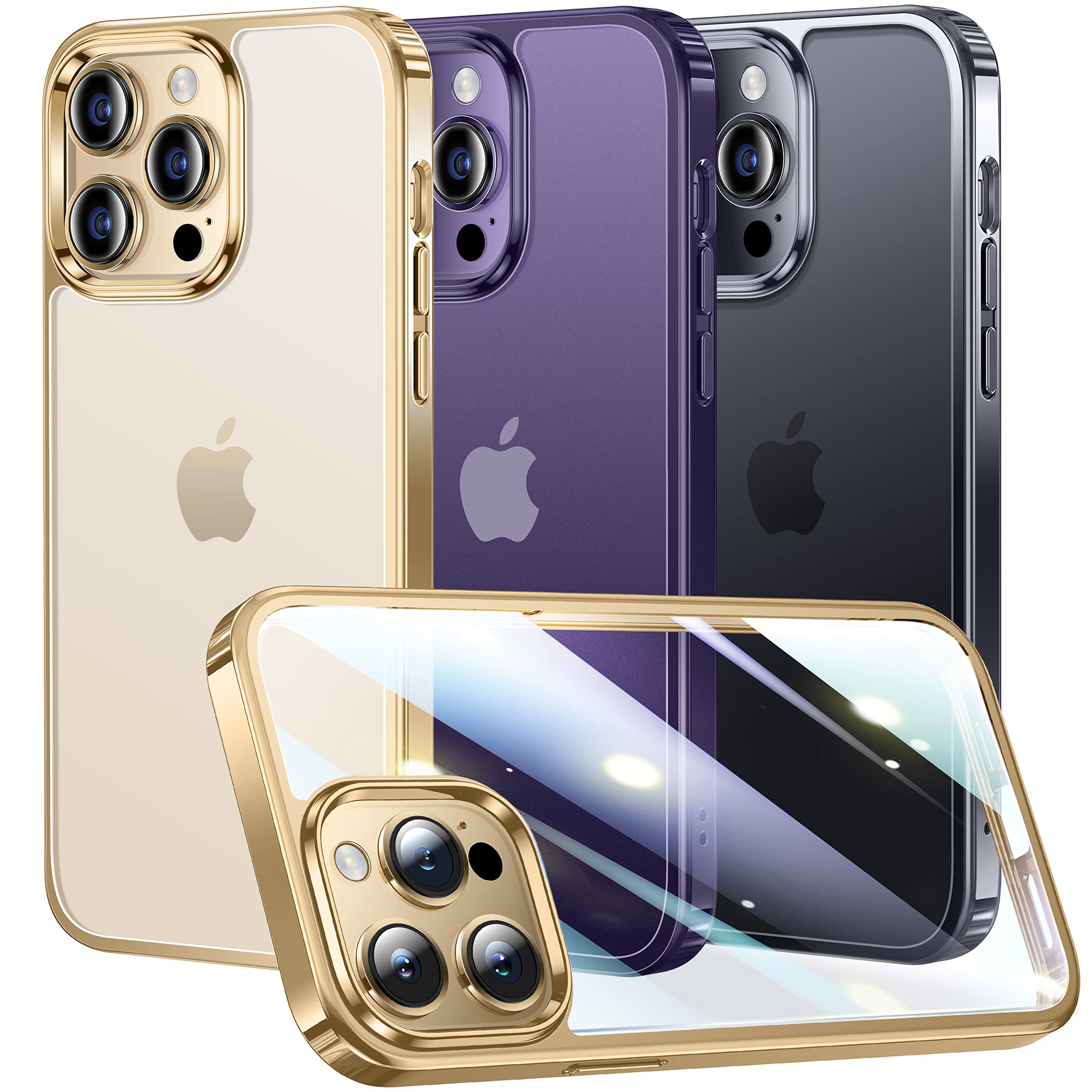 Alphex Official Color Match for iPhone 14 Pro Case, Anti-Fingerprints, 10FT Military Grade Protective, Soft Glossy Bumper Matte Slim Women Men Phone Cover 6.1 inch, Gold