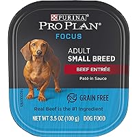 Purina Pro Plan Wet Dog Food for Small Dogs, Adult Small Breed Beef Entree High Protein Dog Food - (Pack of 12) 3.5 oz. Trays