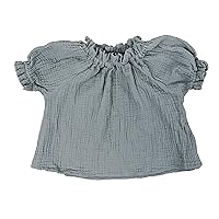 Valeria Short Sleeve Blouse 100% Organic Cotton Gauze - Blue – 9 Months
