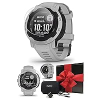 Garmin Instinct 2 Solar (Mist Gray) Rugged GPS Smartwatch Gift Box Bundle - 24/7 Health Monitoring, Tough & Durable, Sports Apps - Includes PlayBetter Screen Protectors, Wall Adapter & Hard Case