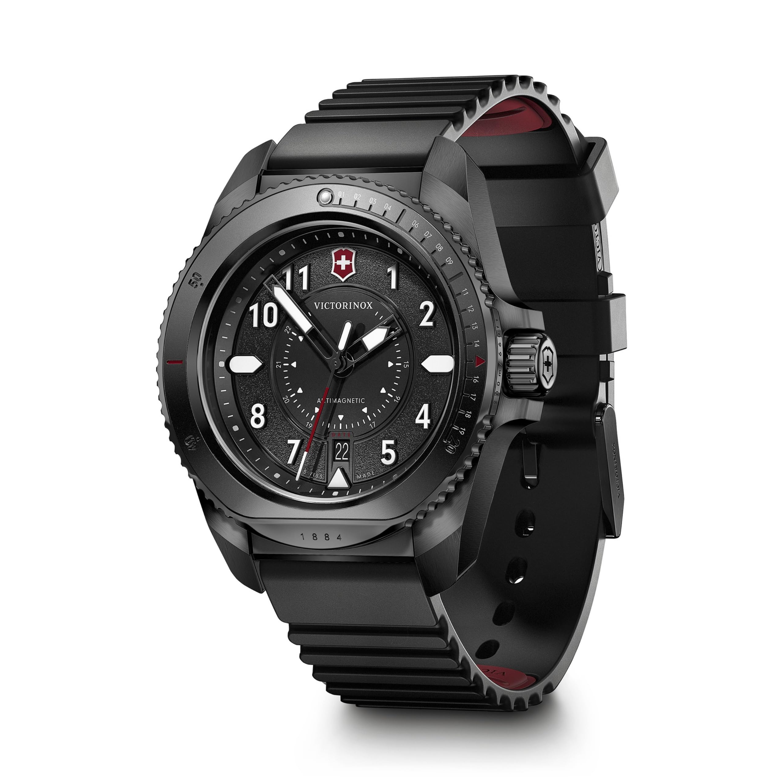 Victorinox Journey 1884 Watch with Black Dial and Black Rubber Strap