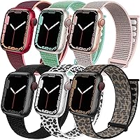 6 Pack Sport Loop Band Compatible with Apple Watch Band 38mm 40mm 41mm 42mm 44mm 45mm 49mm iWatch Ultra 2 Series 9 8 7 6 5 SE 4 3 2 1 Ultra Strap Nylon Weave Women Men Stretchy Braided Wristband Breathable