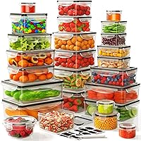 52 PCS Food Storage Container with Lid (26 Lids & 26 Containers) - Airtight Leakproof Plastic Kitchen Organization Set Reusable Microwave/Freezer/Dishwasher Safe Meal Prep Container with Label & Pen