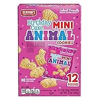 Benton's Birthday Cake Mini Animal Cracker Cookies, On the Go, 12 Pouches, 1 oz Each, (1 Pack SimplyComplete Bundle) School Friendly, Nut Free, Backpack Kids Snack, No High-Fructose Corn Syrup