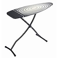 Brabantia XL Size D Ironing Board (53 x 18in) Heat Resistant Parking Zone, Black Frame, Non-Slip Feet, Suitable for Sit Down Ironing (Titan Oval)