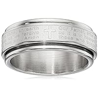 Amazon Collection Steeltime Men's 18k Gold Plated Our Father Prayer Spinner Band Ring