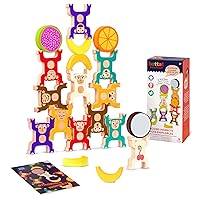 Stacking Toy for Kids – Wooden Stacking Monkeys – Developmental Toy – Fine Motor Skills – Interlock Toy, Balancing Building Blocks for 3 Years + (19 Pcs)