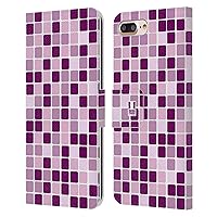 Pink Mosaic Tiles Leather Book Wallet Case Cover Compatible with Apple iPhone 7 Plus/iPhone 8 Plus