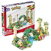 MEGA Pokemon Action Figure Building Toy, Jungle Ruins with 464 Pieces, Motion and 3 Characters, Cubone Charmander Omanyte, Gift Idea for Kids
