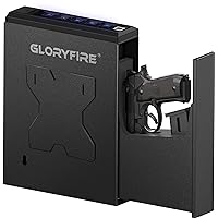 GLORYFIRE Gun Safe Biometric Pistol Safe, Mounted Nightstand Quick Access Handgun Safe and Gun Lock Box for Car, Truck, Desk, Bedside, Wall with Security Fingerprint, Key Access, PIN Code