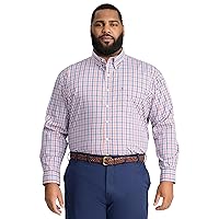 IZOD Men's Big and Tall Performance Comfort Long Sleeve Plaid Button Down
