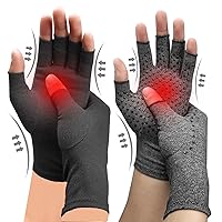 (2 Pairs Black+2 Pairs Grey Glue dot ) Arthritis Compression Gloves - Relieve Arthritis, Rheumatoid, Osteoarthritis,Compression Gloves for Arthritis for Women & Men, Anti-Slip Glue dot Gloves for Work
