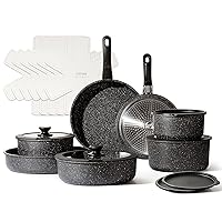 CAROTE 21pcs Detachable Handle Pots and Pan Set, Nonstick Induction Cookware, Removable Handle, RV Oven Safe Cookware, Midnight Black