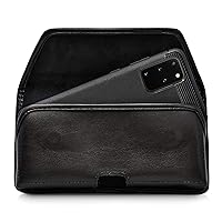 Turtleback Belt Case Designed for Galaxy S24 Plus S23 S22+ S21+ S20+ Belt Holster Black Leather Pouch with Heavy Duty Rotating Belt Clip, Horizontal Made in USA