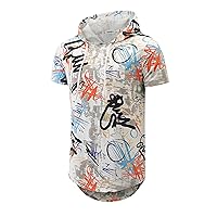 YININF Mens Hipster Hip Hop Pullover Graphic Short Sleeves Hooded T-Shirt