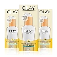 Olay Complete Lotion Moisturizer with Sunscreen SPF 30 Sensitive, 2.53 Fluid Ounce, Pack of 3