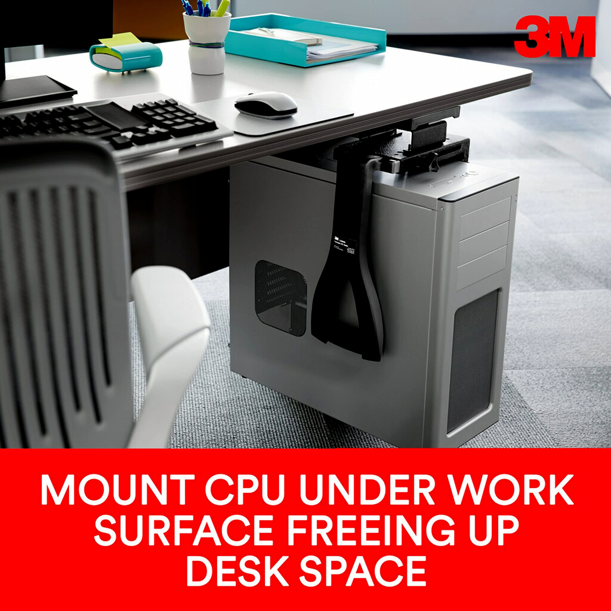 3M Under-Desk Computer Tower CPU Holder, Width Adjust from 3.5