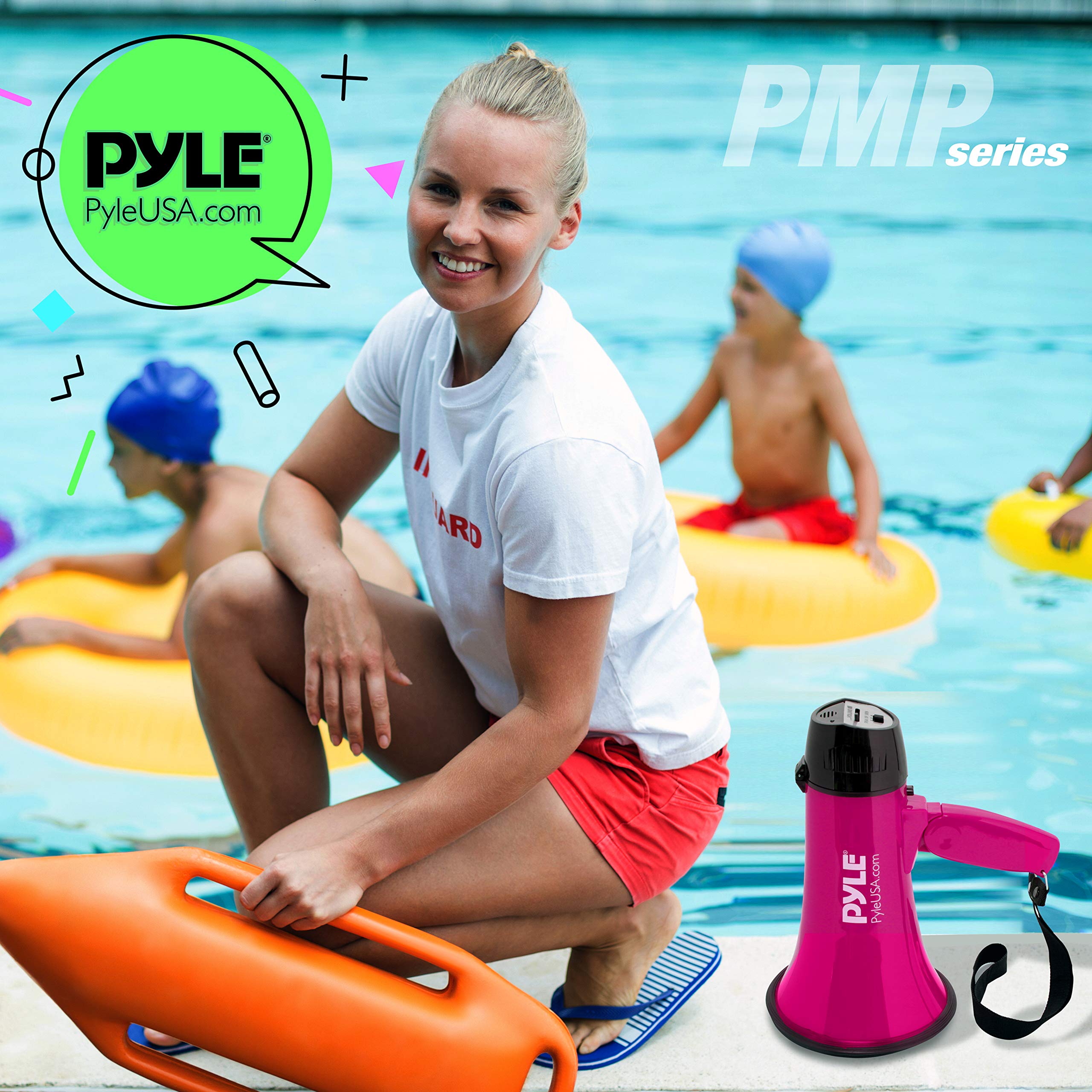 PYLE-PRO Portable Megaphone Speaker Siren Bullhorn - Compact and Battery Operated with 20 Watt Power, Microphone, 2 Modes, PA Sound and Foldable Handle for Cheerleading and Police Use PMP24PK (Pink)