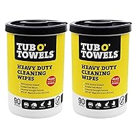 Tub O Towels TW90-2 Heavy-Duty Multi-Surface Cleaning Wipes, Citrus, 10 X 12 Inch, 2 Count