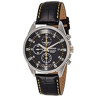 Seiko - SNDC89P2 - Men's Watch - Quartz Chronograph - Black Dial - Black Leather Strap