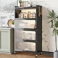 COVAODQ 5 Tier Pantry Storage Cabinet Baker Racks for Kitchen with Storage Kitchen Pantry Storage Cabinet Microwave Rack Storage Rack