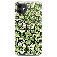 TPU Case Compatible for iPhone 14 Lime Flexible Silicone Clear Soft Green Tea Slim fit Matcha Print Japanese Food Lightweight Design Cute
