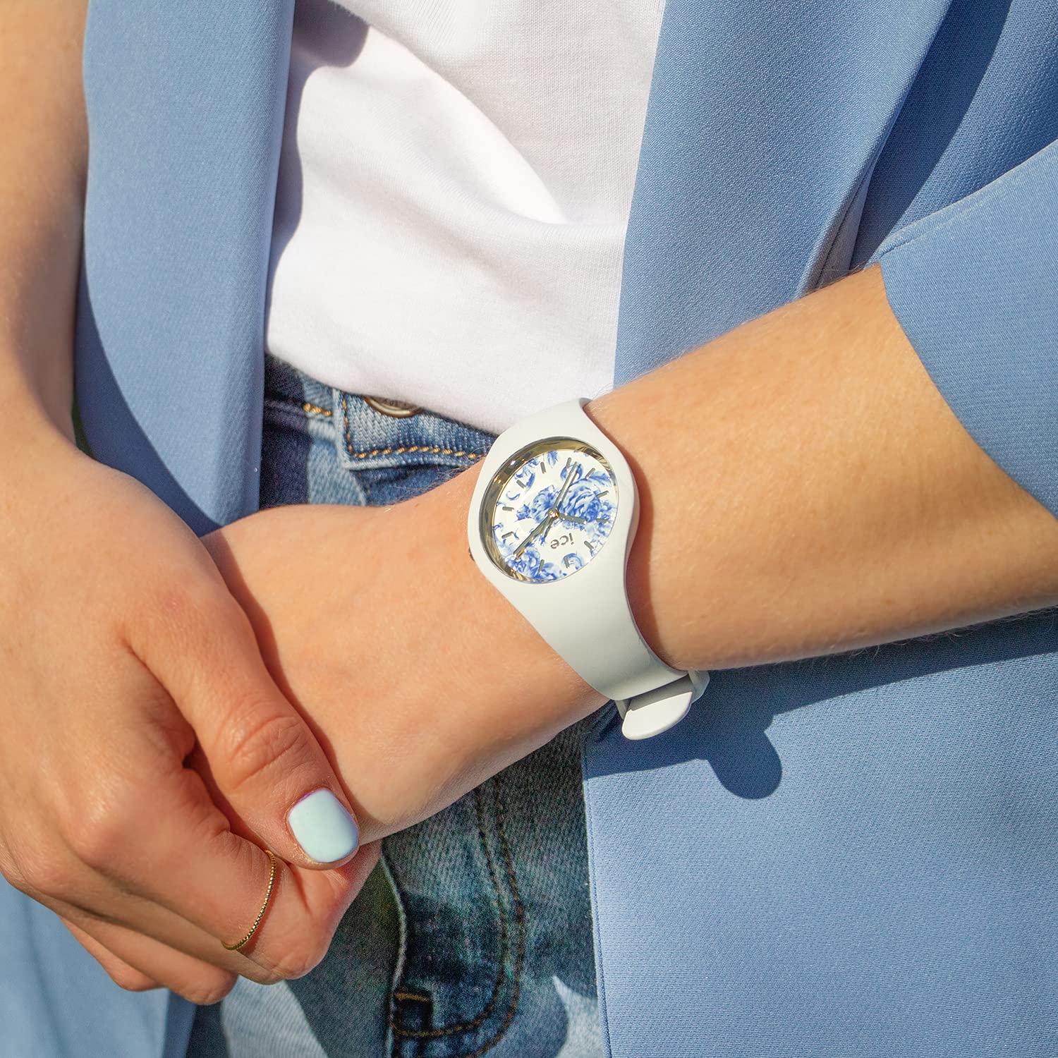 Ice-Watch - ICE Blue White Porcelain - Women's Wristwatch with Silicon Strap