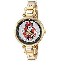 Disney Minnie Mouse Women's Gold Alloy Bridle Watch, Gold Alloy Bracelet, W002809