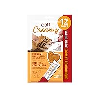 Creamy Lickable Cat Treat, Healthy Cat Treat, Chicken & Liver, 12 Pack