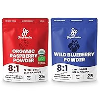 Jungle Powders Organic Raspberry & Wild Blueberry Powder Bundle, USDA Organic Freeze Dried Raspberries from Whole Berry for Baking, Additive Filler Free Red Superfood Extract Rasberries Smoothies