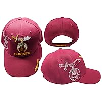 Shriner Emblem Burgundy with Shadow Embroidered Cap Hat Masonic