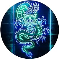 ADVPRO Chinese Dragon Room Display Dual Color LED Neon Sign Green & Blue 12