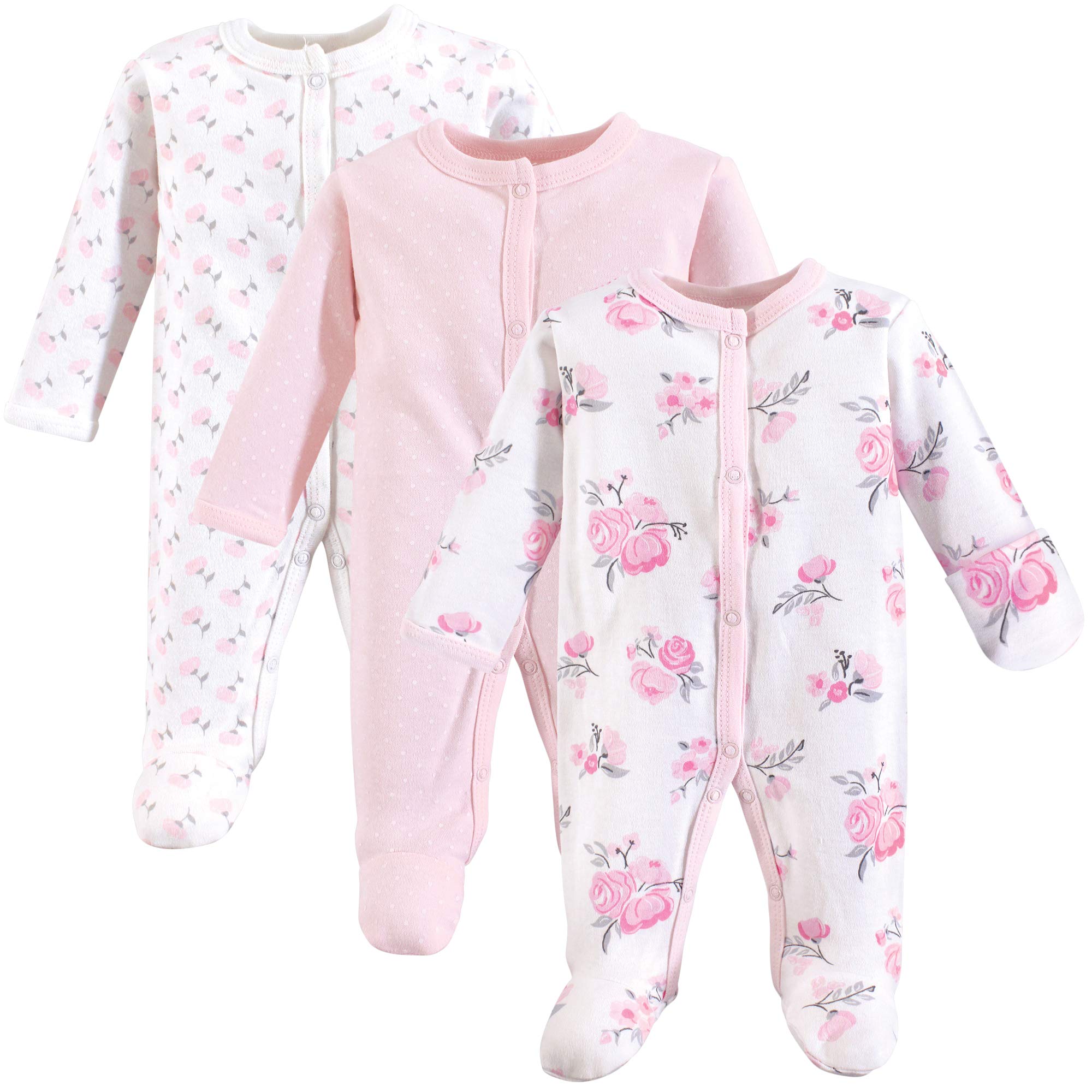 Hudson Baby Unisex Baby Cotton Sleep and Play Basic Pink Floral, Preemie