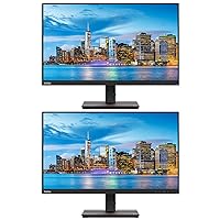 Lenovo ThinkVision S27e 27-inch 1920 x 1080 LED Backlit Full HD LCD Monitor, 2-Pack Bundle with HDMI, VGA