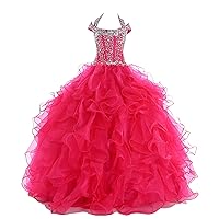 Girls' Ball Gown Party Pageant Gowns Ruffles Crystal Flower Girls Dresses