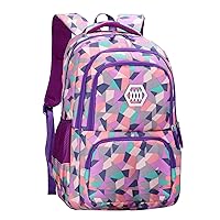 JiaYou Girl Geometric Printed Primary Junior High University School Bag Bookbag Backpack(2# Purple,35 L)