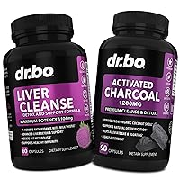 Liver Cleanse & Activated Charcoal Capsules - Liver Health Pills with Artichoke, Berberine, Turmeric Herbs - 1200mg Organic Coconut Charcoal Pills for Stomach Gas and Bloating Support
