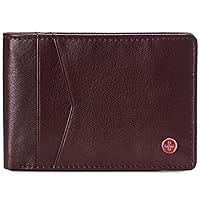 Alpine Swiss Delaney Men’s Slimfold RFID Protected Wallet Nappa Leather Comes in a Gift Box Burgundy
