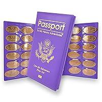 Penny Passport to My Penny Adventures - Pressed Penny Souvenir Collecting Book - Holds 48 Coins - Vegan Leather - Every Book Ordered Comes with a Mystery Penny as a Gift (Purple Burple)