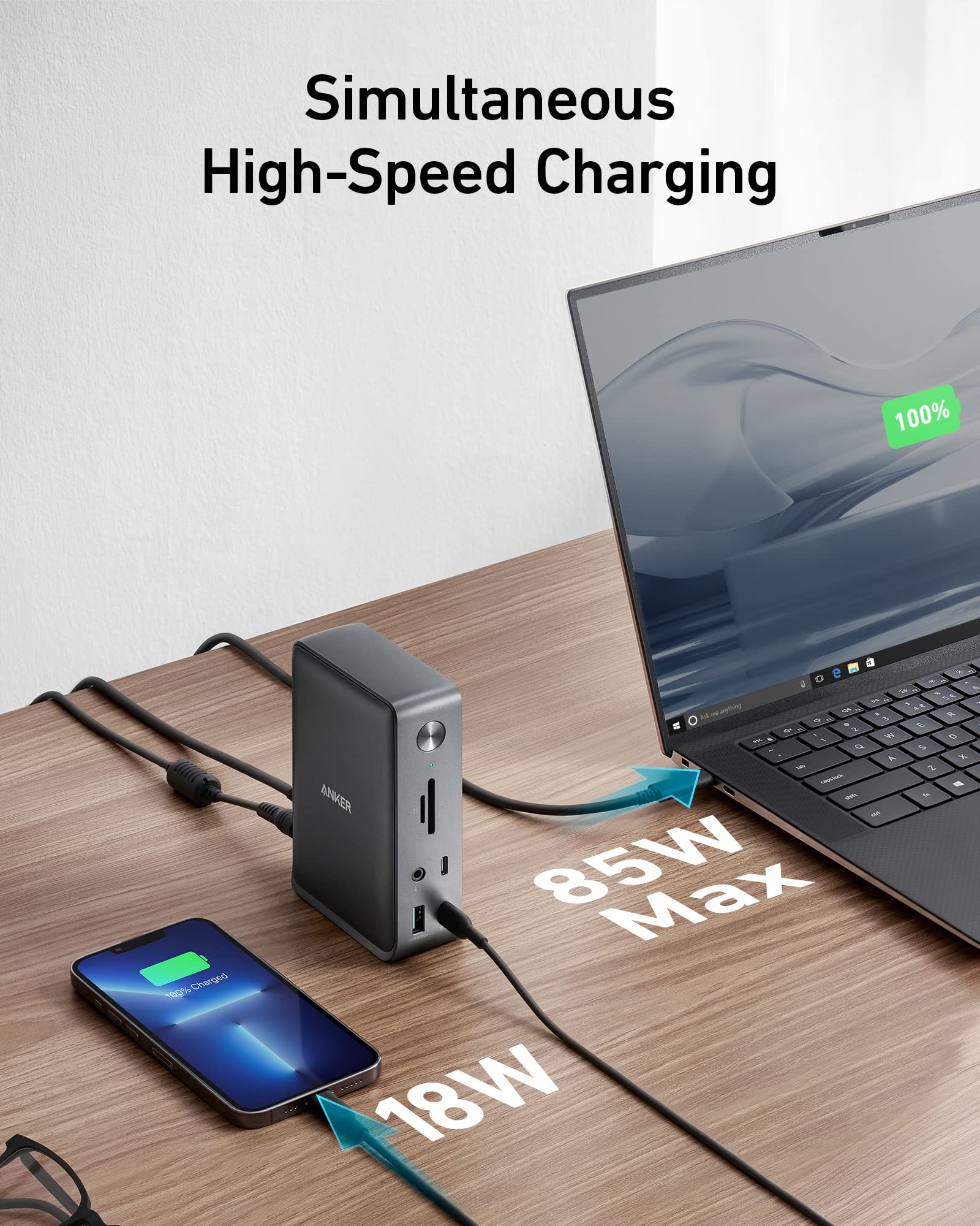 Anker USB4 Gen 2 Cable, 20 Gbps Data Transfer, 4K HD Display, 3 ft Bio-Based 240W Charging USB C to USB C Cable&Anker Docking Station, Anker 575 USB-C Docking Station (13-in-1)